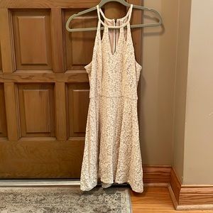 Fit and flare creme lace dress—Size: S